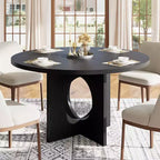 Table à manger ronde de 47 po peu encombrante pour 4 à 6 personnes - Meuble de cuisine et de salon moderne - Piètement robuste