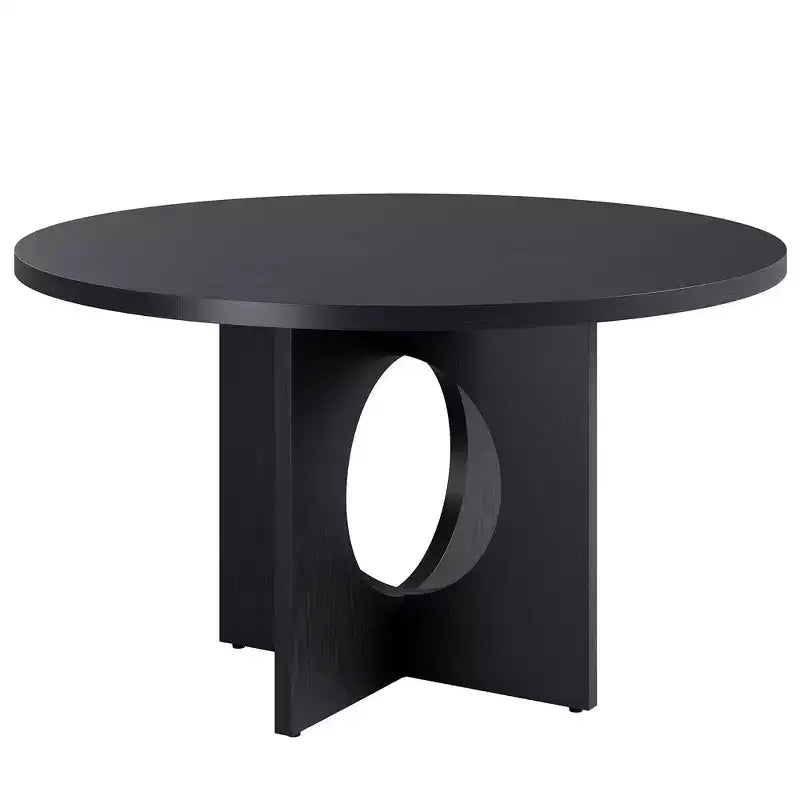 Table à manger ronde de 47 po peu encombrante pour 4 à 6 personnes - Meuble de cuisine et de salon moderne - Piètement robuste