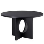 Table à manger ronde de 47 po peu encombrante pour 4 à 6 personnes - Meuble de cuisine et de salon moderne - Piètement robuste