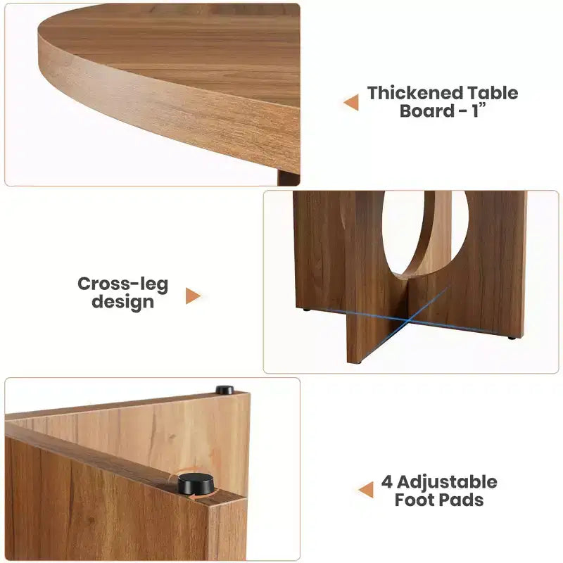 Table à manger ronde de 47 po peu encombrante pour 4 à 6 personnes - Meuble de cuisine et de salon moderne - Piètement robuste