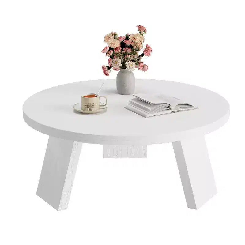 Table basse ronde moderne pour salon, 85,1 cm, en bois noir, 3 pieds robustes, table d'appoint gain de place