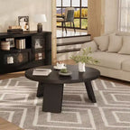 Table basse ronde moderne pour salon, 85,1 cm, en bois noir, 3 pieds robustes, table d'appoint gain de place