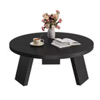 Table basse ronde moderne pour salon, 85,1 cm, en bois noir, 3 pieds robustes, table d'appoint gain de place