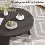 Modern Round Coffee Table for Living Room  33.5 Black Wooden Center Table  3 Sturdy Legs  Space-Saving Accent Cocktail Table