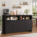 Grand buffet de ferme 55" avec 4 portes, étagères réglables, grand espace de rangement - Meuble bar en bois pour salle à manger