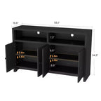 Grand buffet de ferme 55" avec 4 portes, étagères réglables, grand espace de rangement - Meuble bar en bois pour salle à manger