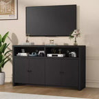Grand buffet de ferme 55" avec 4 portes, étagères réglables, grand espace de rangement - Meuble bar en bois pour salle à manger