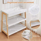 Table à langer, table à langer avec matelas à langer, station à langer portable avec étagères de rangement à 2 niveaux pour nouveau-né