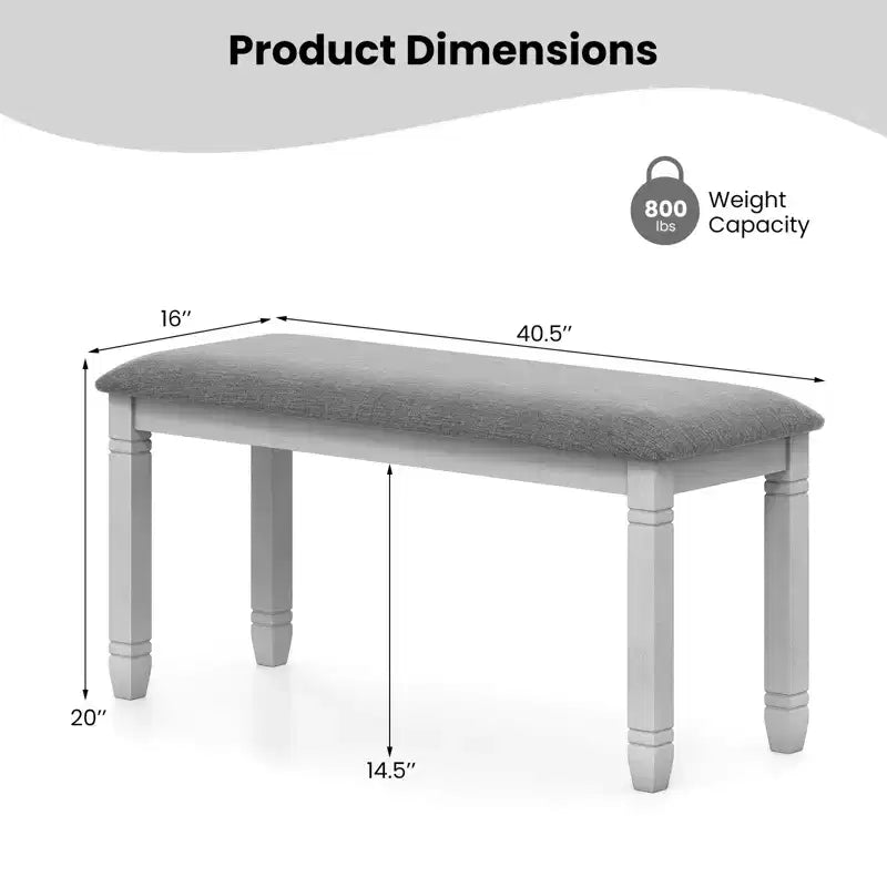 Banc de chambre rembourré Costway avec siège rembourré et pieds en bois massif pour salle à manger