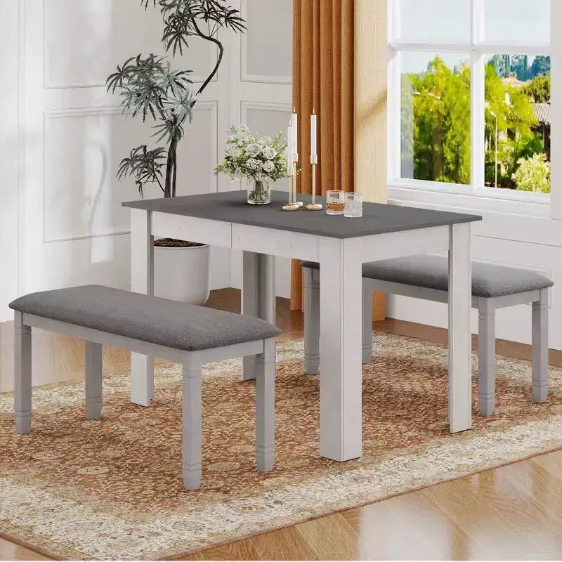 Banc de chambre rembourré Costway avec siège rembourré et pieds en bois massif pour salle à manger