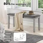 Banc de chambre rembourré Costway avec siège rembourré et pieds en bois massif pour salle à manger