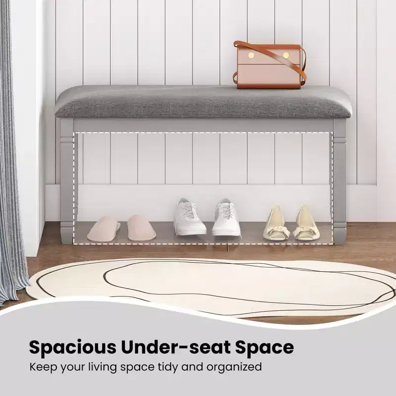 Banc de chambre rembourré Costway avec siège rembourré et pieds en bois massif pour salle à manger