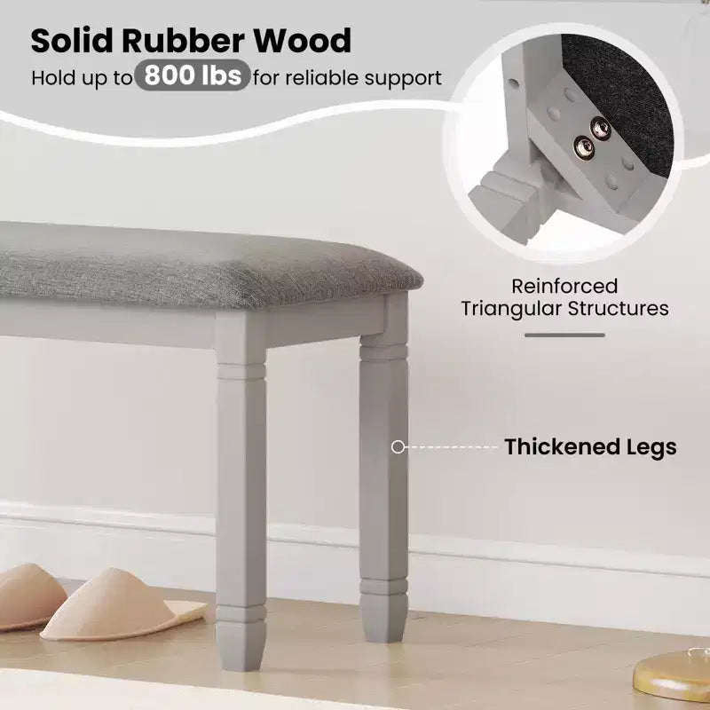 Banc de chambre rembourré Costway avec siège rembourré et pieds en bois massif pour salle à manger