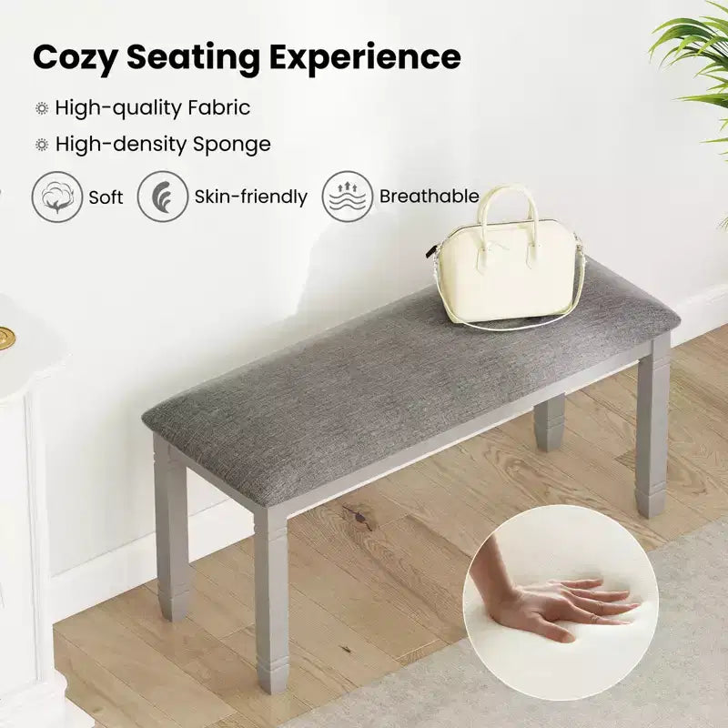 Banc de chambre rembourré Costway avec siège rembourré et pieds en bois massif pour salle à manger