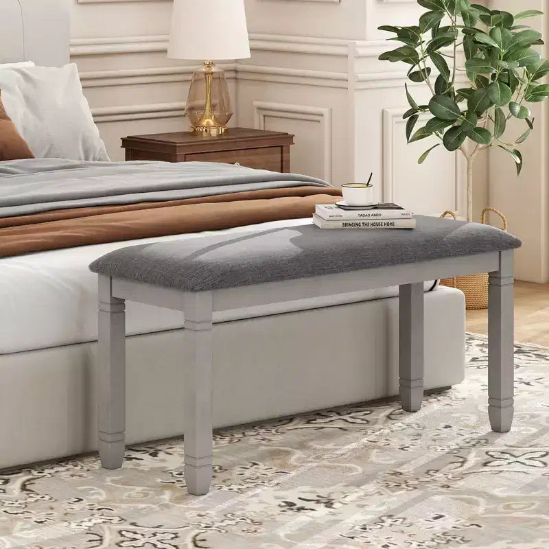 Banc de chambre rembourré Costway avec siège rembourré et pieds en bois massif pour salle à manger
