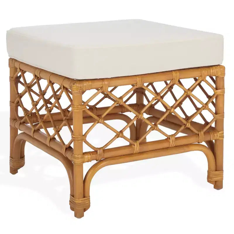 Repose-pieds en rotin Cherilynn - CWK3020 - Naturel/Blanc - Safavieh Couture