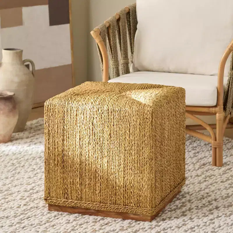 Pouffe Donnabella en abaca tissé - CWK2020 - Naturel - Safavieh Couture