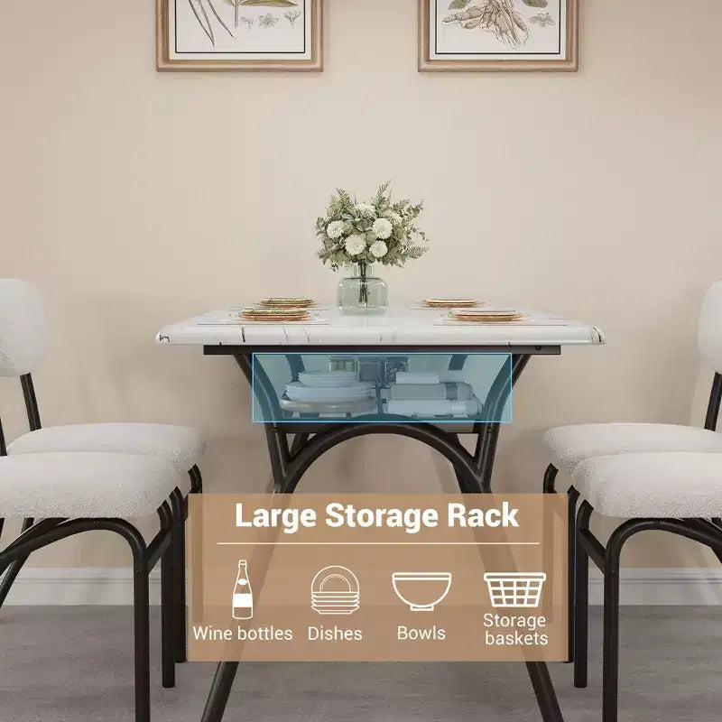 Ensemble de salle à manger moderne 5 pièces pour 4 personnes, table de salle à manger rectangulaire compacte avec 4 chaises rembourrées, idéal pour les petits espaces, cuisine et salle à manger