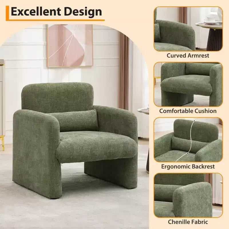 Fauteuil individuel, 136 kg, dossier incurvé, fauteuil confortable, fauteuil de lecture surdimensionné pour salon, chambre, bureau.