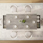 Table de cuisine en bois 71" avec deux tiroirs - Grande table de salle à manger pour 6-8 personnes avec cadre robuste, table à manger rectangulaire avec double piédestal, pour la cuisine