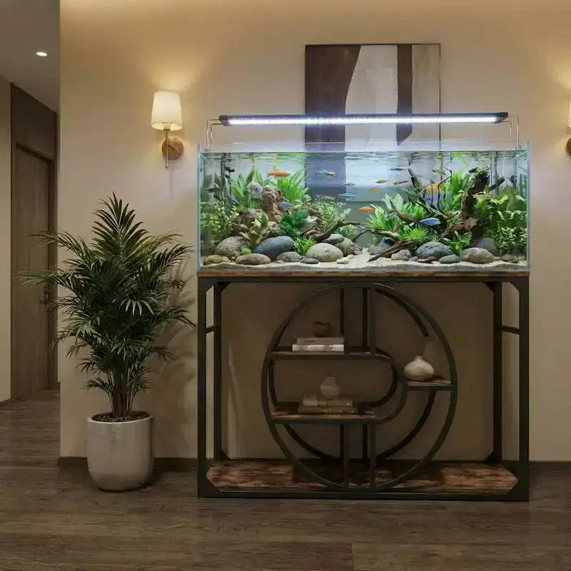Table d'entrée de 55", consoles d'entrée à 5 niveaux, avec cadre métallique en O et étagères de rangement, tables de canapé industrielles pour salon