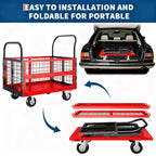 Garvee Chariot de manutention pliable 6 en 1 avec côtés grillagés amovibles et roues verrouillables, capacité de 816 kg