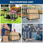 Garvee Chariot de manutention pliable 6 en 1 avec côtés grillagés amovibles et roues verrouillables, capacité de 816 kg