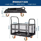 Garvee Chariot de manutention pliable 6 en 1 avec côtés grillagés amovibles et roues verrouillables, capacité de 816 kg