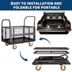 Garvee Chariot de manutention pliable 6 en 1 avec côtés grillagés amovibles et roues verrouillables, capacité de 816 kg