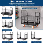 Garvee Chariot de manutention pliable 6 en 1 avec côtés grillagés amovibles et roues verrouillables, capacité de 816 kg