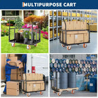Garvee Chariot de manutention pliable 6 en 1 avec côtés grillagés amovibles et roues verrouillables, capacité de 816 kg