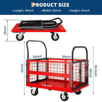 Garvee Chariot de manutention pliable 6 en 1 avec côtés grillagés amovibles et roues verrouillables, capacité de 816 kg