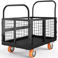Garvee 6-in-1 Heavy Duty Folding Platform Truck Cart with Removable Mesh Sides and Lockable Wheels, 1800lbs Capacity