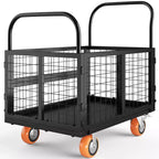 Garvee 6-in-1 Heavy Duty Folding Platform Truck Cart with Removable Mesh Sides and Lockable Wheels, 1800lbs Capacity