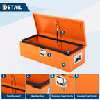 Boîte à outils en acier pour plateau de camion, Rangement étanche en tôle, Boîte à outils portable, Verrou et poignées latérales, pour pick-up, remorque, atelier