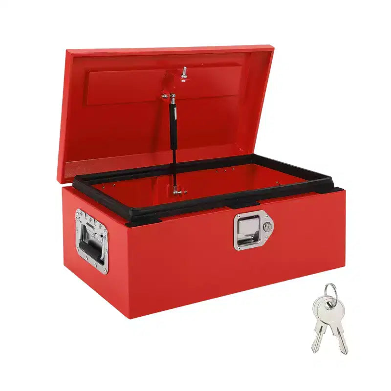 Boîte à outils en acier pour plateau de camion, Rangement étanche en tôle, Boîte à outils portable, Verrou et poignées latérales, pour pick-up, remorque, atelier