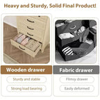 Commode haute Acekool à 5 tiroirs, organisateur de rangement vertical en bois pour chambre, salon, entrée, chêne naturel