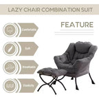Fauteuil paresseux Summit Adventure avec pouf Fauteuil d'appoint moderne rembourré avec accoudoirs et poche latérale Gris foncé