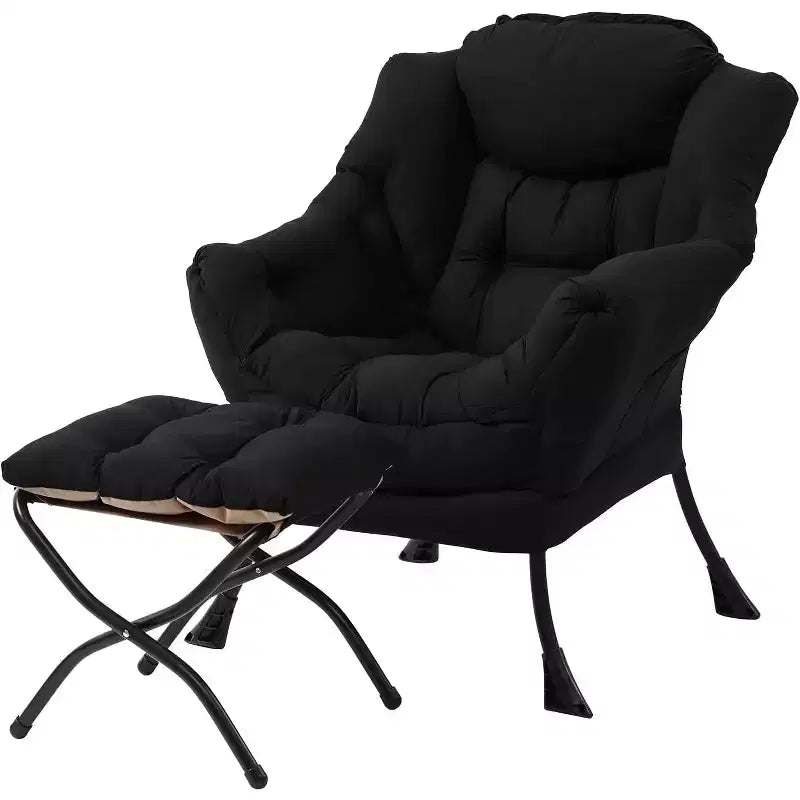 Fauteuil paresseux Summit Adventure avec pouf Fauteuil d'appoint moderne rembourré avec accoudoirs et poche latérale Gris foncé