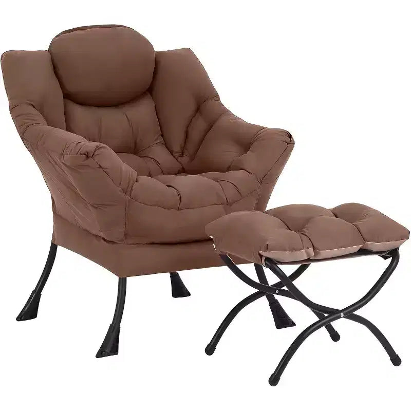 Fauteuil paresseux Summit Adventure avec pouf Fauteuil d'appoint moderne rembourré avec accoudoirs et poche latérale Gris foncé