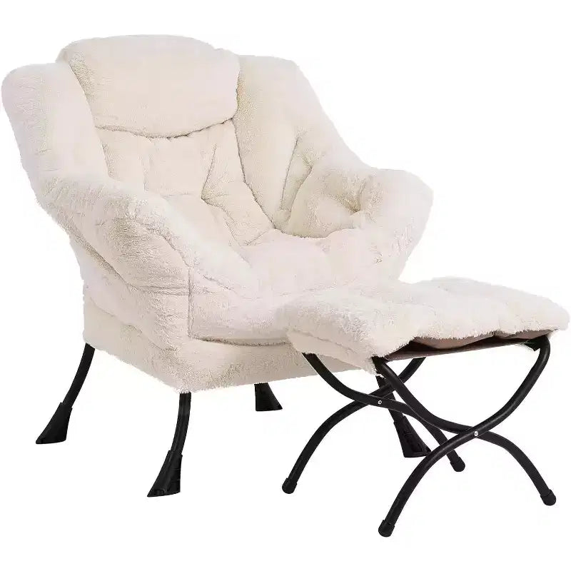 Fauteuil paresseux Summit Adventure avec pouf Fauteuil d'appoint moderne rembourré avec accoudoirs et poche latérale Gris foncé