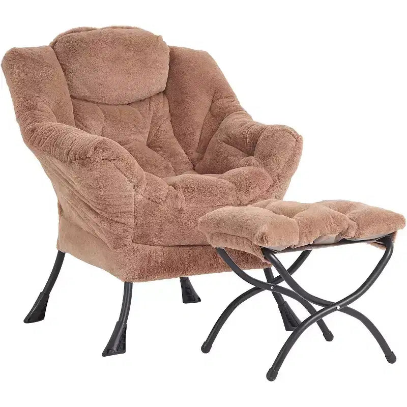Fauteuil paresseux Summit Adventure avec pouf Fauteuil d'appoint moderne rembourré avec accoudoirs et poche latérale Gris foncé