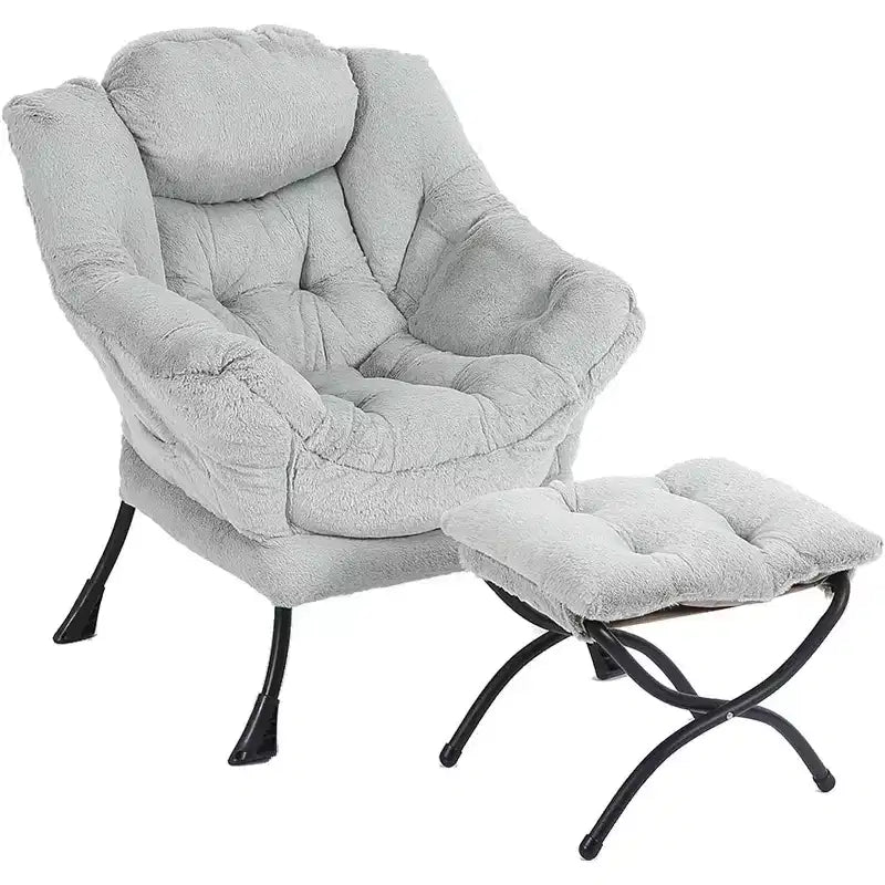 Fauteuil paresseux Summit Adventure avec pouf Fauteuil d'appoint moderne rembourré avec accoudoirs et poche latérale Gris foncé