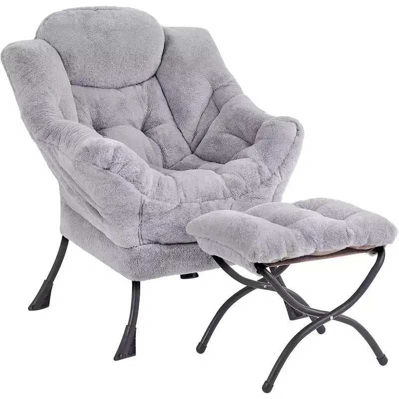 Fauteuil paresseux Summit Adventure avec pouf Fauteuil d'appoint moderne rembourré avec accoudoirs et poche latérale Gris foncé