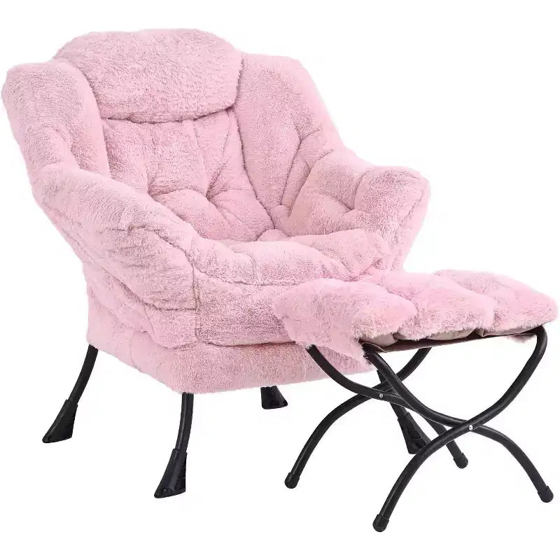 Fauteuil paresseux Summit Adventure avec pouf Fauteuil d'appoint moderne rembourré avec accoudoirs et poche latérale Gris foncé