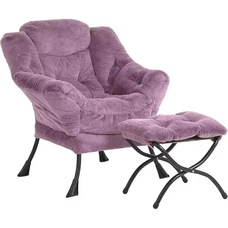 Fauteuil paresseux Summit Adventure avec pouf Fauteuil d'appoint moderne rembourré avec accoudoirs et poche latérale Gris foncé