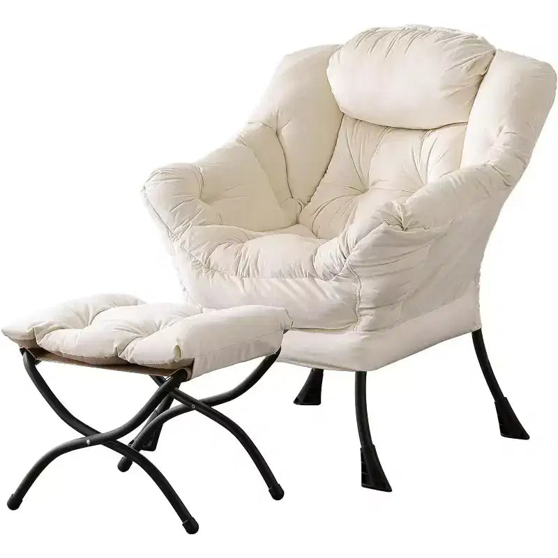 Fauteuil paresseux Summit Adventure avec pouf Fauteuil d'appoint moderne rembourré avec accoudoirs et poche latérale Gris foncé