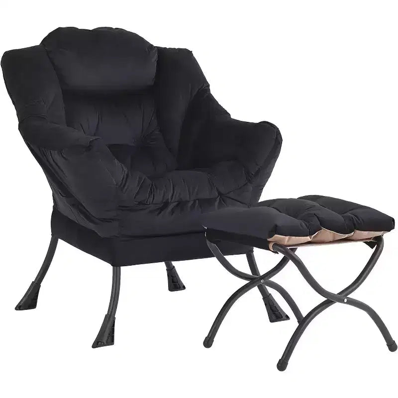 Fauteuil paresseux Summit Adventure avec pouf Fauteuil d'appoint moderne rembourré avec accoudoirs et poche latérale Gris foncé