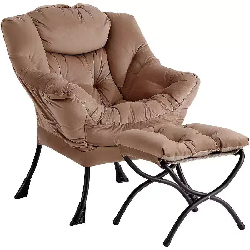 Fauteuil paresseux Summit Adventure avec pouf Fauteuil d'appoint moderne rembourré avec accoudoirs et poche latérale Gris foncé