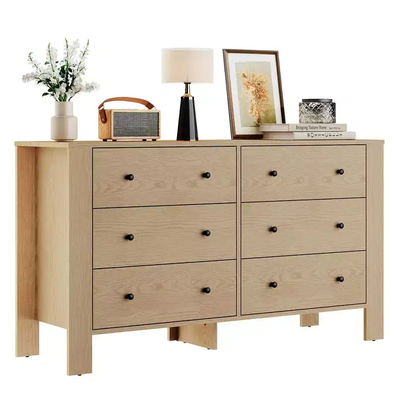 COZONY Commode à 6 tiroirs 50 pour chambre, commode moderne en bois avec rangement profond pour salon et entrée